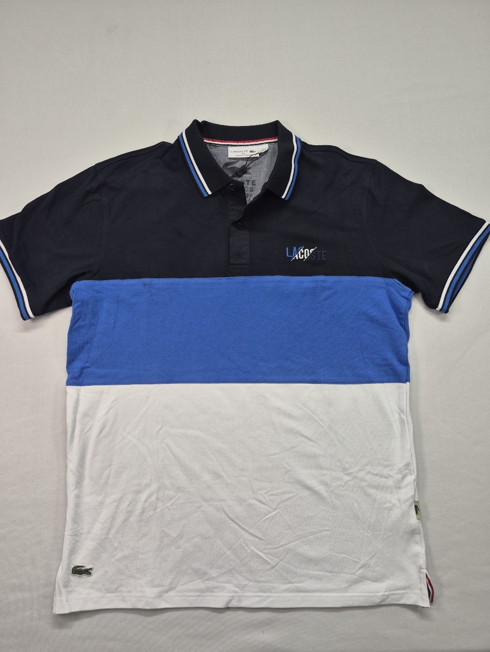 Lacoste 85 Men's XXL Tennis  Novak Djokovic Slim Fit Colorblock 100% Cotton Polo